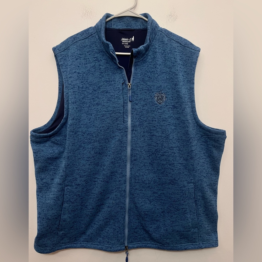 johnnie-O Navy and Heather Blue Performance Fleece Vest